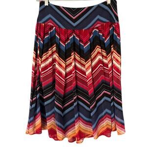 Kate Hill Knee Length Skirt Women's 16 Chevron Flowy Pleated Multicolor Spring